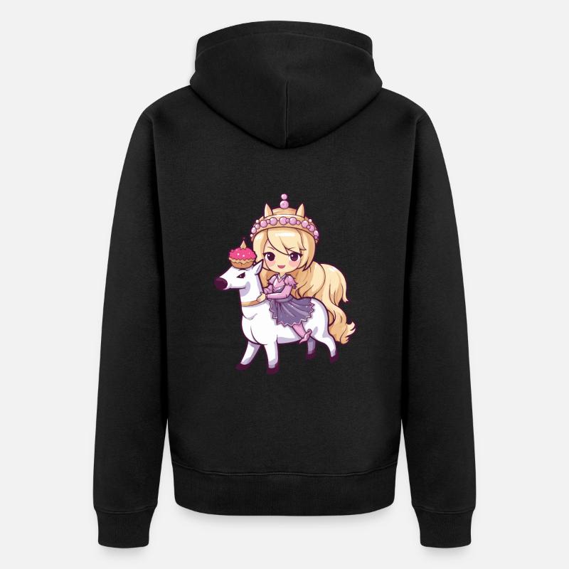 Princesse Cheval Mignon - Veste à capuche bio Premium Unisexe - noir