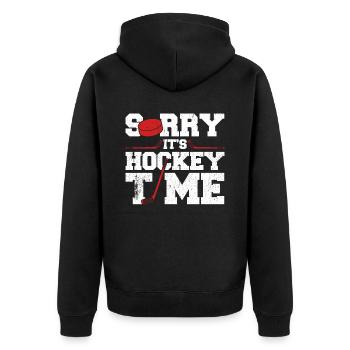 Eishockey Spruch für Eishockeyspieler - Unisex Premium Bio Zip Hoodie - Schwarz - Hinten - Nico (187cm)