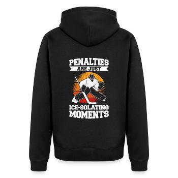 Eishockey Spruch für Eishockeyspieler - Unisex Premium Bio Zip Hoodie - Schwarz - Hinten - Nico (187cm)