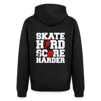 Eishockey Spruch für Eishockeyspieler - Unisex Premium Bio Zip Hoodie - Schwarz - Hinten - Nico (187cm)
