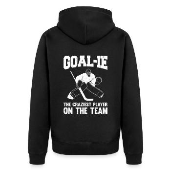 Eishockey Spruch für Eishockeyspieler - Unisex Premium Bio Zip Hoodie - Schwarz - Hinten - Nico (187cm)