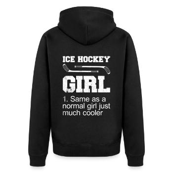 Eishockey Spruch für Eishockeyspieler - Unisex Premium Bio Zip Hoodie - Schwarz - Hinten - Nico (187cm)