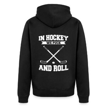 Eishockey Spruch für Eishockeyspieler - Unisex Premium Bio Zip Hoodie - Schwarz - Hinten - Nico (187cm)