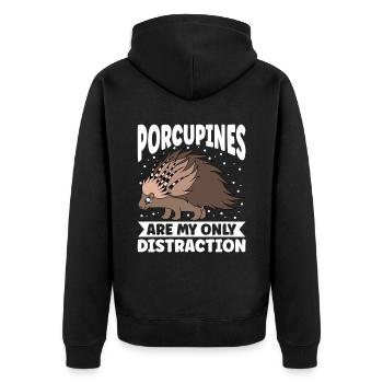 Mignon Porc-épic Drôle - Veste à capuche bio Premium Unisexe - noir - Dos - Nico (187cm)