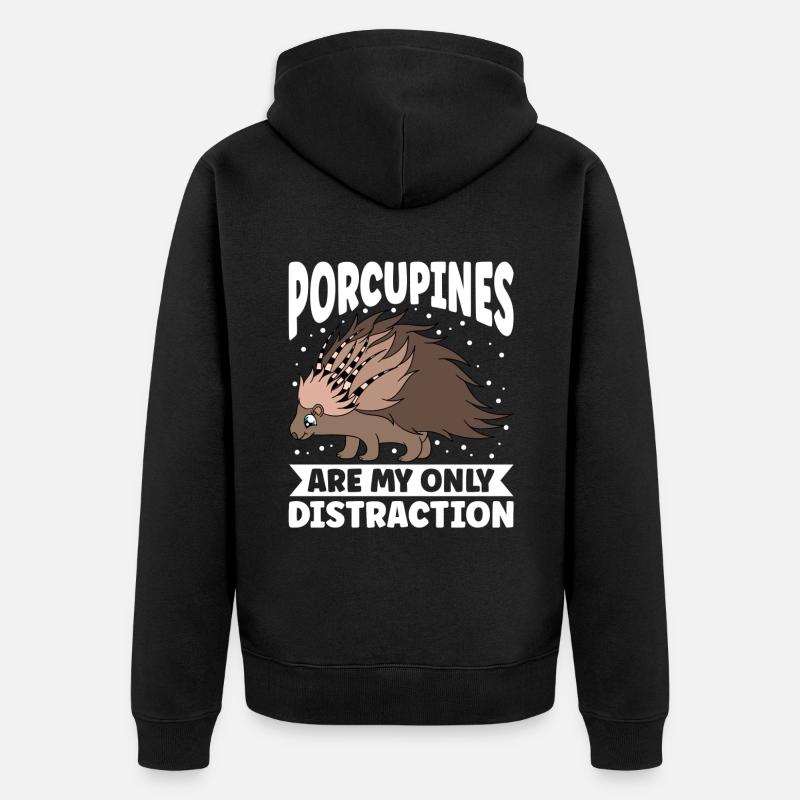 Mignon Porc-épic Drôle - Veste à capuche bio Premium Unisexe - noir