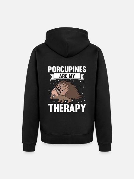 Cute Porcupine Funny - Unisex Premium Organic Zip Hoodie - black