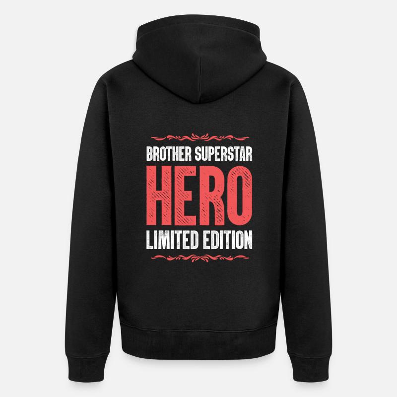 Bester Bruder Held Spruch - Unisex Premium Bio Zip Hoodie - Schwarz