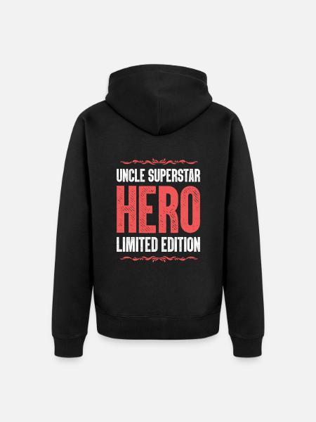 Best Uncle Hero Saying - Unisex Premium Organic Zip Hoodie - black