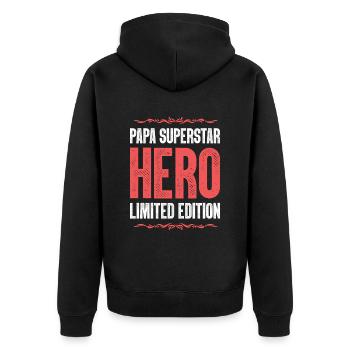 Meilleur Papa Héros Disant Papa Fête des Pères - Veste à capuche bio Premium Unisexe - noir - Dos - Nico (187cm)