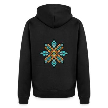 Frost Symbol Schnee Stern Winter - Unisex Premium Bio Zip Hoodie - Schwarz - Hinten - Nico (187cm)