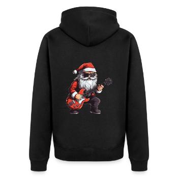 Weihnachtsmann Gitarre Santa - Unisex Premium Bio Zip Hoodie - Schwarz - Hinten - Nico (187cm)