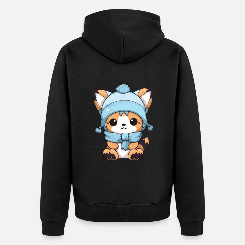 Bande dessinée d’hiver Fox - Veste à capuche bio Premium Unisexe - noir