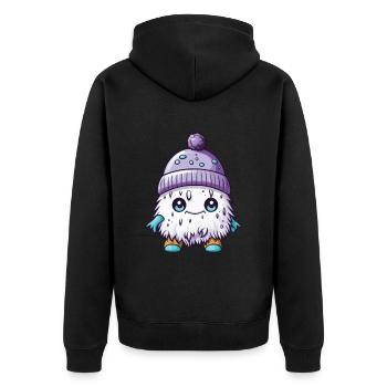 Winter Eskimo Comic Winterlich - Unisex Premium Organic Zip Hoodie - black - Back - Nico (187cm)