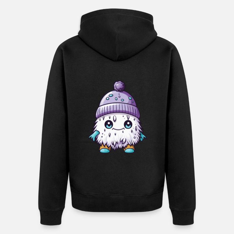Winter Eskimo Comic Winterlich - Unisex Premium Bio Zip Hoodie - Schwarz