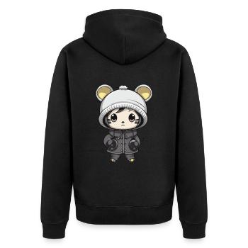 Mouse Winter Animal Cute Comic - Unisex Premium Organic Zip Hoodie - black - Back - Nico (187cm)