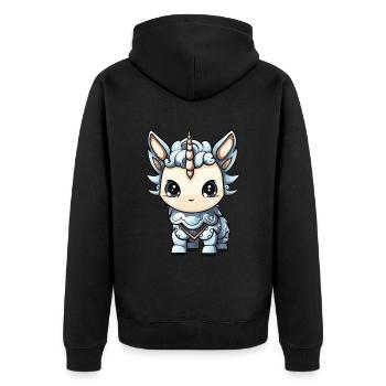 Unicorn Winter Animal Cute Comic - Unisex Premium Organic Zip Hoodie - black - Back - Nico (187cm)