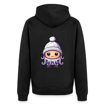 Octopus Winter Animal Cute Comic - Unisex Premium Organic Zip Hoodie - black - Back - Nico (187cm)