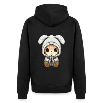 Bunny Winter Animal Cute Comic - Unisex Premium Organic Zip Hoodie - black - Back - Nico (187cm)