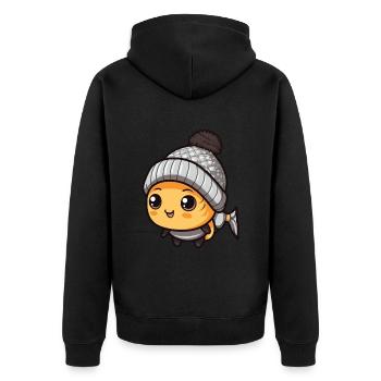 Fisch Winter Tier Niedlich Comic - Unisex Premium Bio Zip Hoodie - Schwarz - Hinten - Nico (187cm)