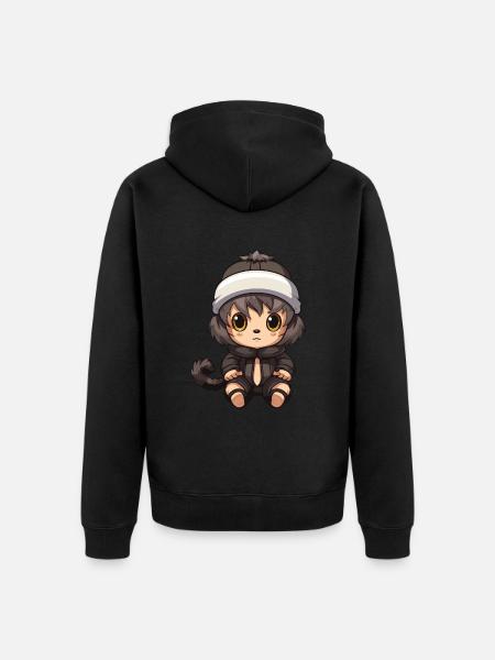 Monkey Winter Animal Cute Comic - Unisex Premium Organic Zip Hoodie - black
