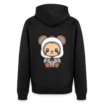 Mouse Winter Animal Cute Comic - Unisex Premium Organic Zip Hoodie - black - Back - Nico (187cm)