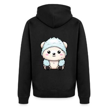 Polar Bear Winter Polar Bear Animal Comic - Unisex Premium Organic Zip Hoodie - black - Back - Nico (187cm)