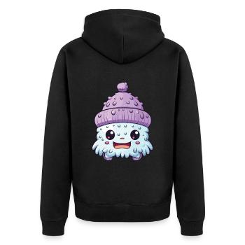Winter Eskimo Comic Winterlich - Unisex Premium Organic Zip Hoodie - black - Back - Nico (187cm)
