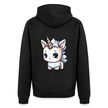 Unicorn Winter Animal Cute Comic - Unisex Premium Organic Zip Hoodie - black - Back - Nico (187cm)
