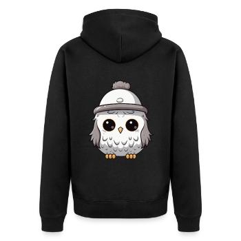 Owl Winter Animal Cute Comic - Unisex Premium Organic Zip Hoodie - black - Back - Nico (187cm)