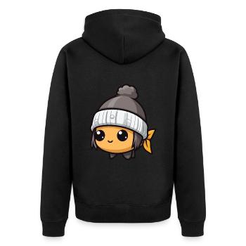 Fish Winter Animal Cute Comic - Unisex Premium Organic Zip Hoodie - black - Back - Nico (187cm)
