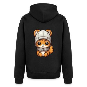 Squirrel Winter Animal Cute Comic - Unisex Premium Organic Zip Hoodie - black - Back - Nico (187cm)