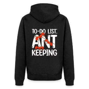 Antkeeping Ameisenzucht Ameisen - Unisex Premium Bio Zip Hoodie - Schwarz - Hinten - Nico (187cm)