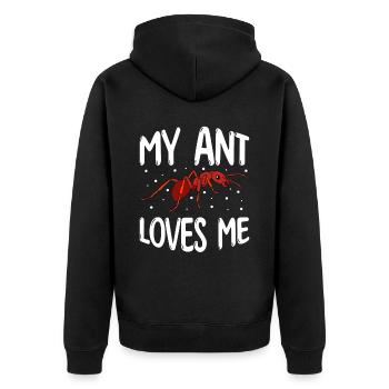 Antkeeping Ameisenzucht Ameisen - Unisex Premium Bio Zip Hoodie - Schwarz - Hinten - Nico (187cm)