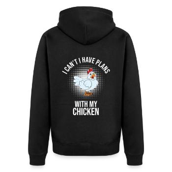 Lustiger Hühner Spruch Huhn - Unisex Premium Bio Zip Hoodie - Schwarz - Hinten - Nico (187cm)