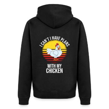 Lustiger Hühner Spruch Huhn - Unisex Premium Bio Zip Hoodie - Schwarz - Hinten - Nico (187cm)