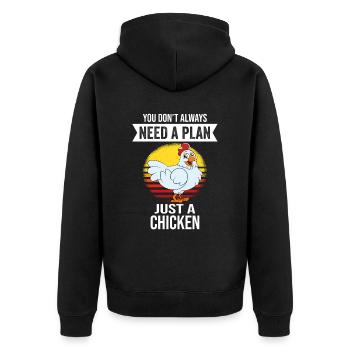 Funny Chicken Saying Chicken - Unisex Premium Organic Zip Hoodie - black - Back - Nico (187cm)