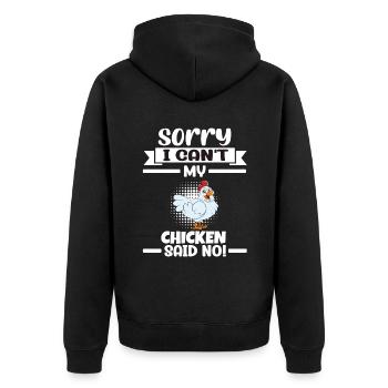 Lustiger Hühner Spruch Huhn - Unisex Premium Bio Zip Hoodie - Schwarz - Hinten - Nico (187cm)