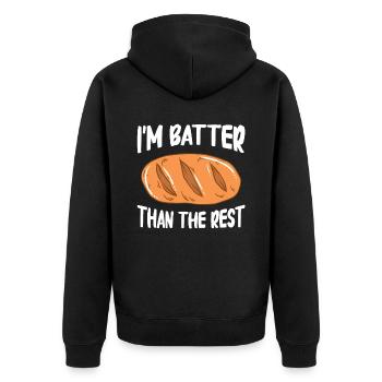 Brot backen Bäcker Bäckerei Brot machen - Unisex Premium Bio Zip Hoodie - Schwarz - Hinten - Nico (187cm)
