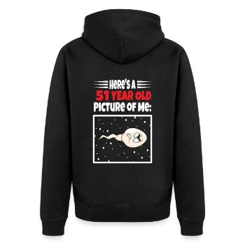 Spermie Hier Ist Ein Altes Bild Von Mir - Unisex Premium Bio Zip Hoodie - Schwarz - Hinten - Nico (187cm)