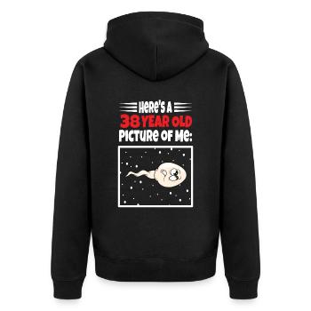Spermie Hier Ist Ein Altes Bild Von Mir - Unisex Premium Bio Zip Hoodie - Schwarz - Hinten - Nico (187cm)