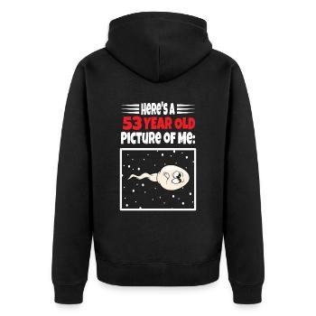 Spermie Hier Ist Ein Altes Bild Von Mir - Unisex Premium Bio Zip Hoodie - Schwarz - Hinten - Nico (187cm)
