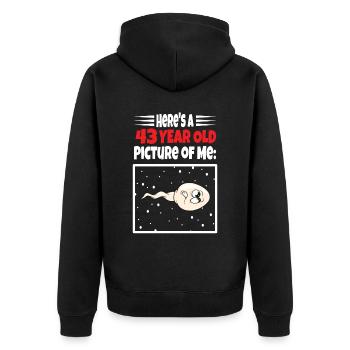 Spermie Hier Ist Ein Altes Bild Von Mir - Unisex Premium Bio Zip Hoodie - Schwarz - Hinten - Nico (187cm)