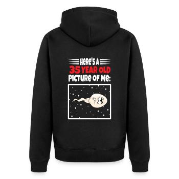 Spermie Hier Ist Ein Altes Bild Von Mir - Unisex Premium Bio Zip Hoodie - Schwarz - Hinten - Nico (187cm)