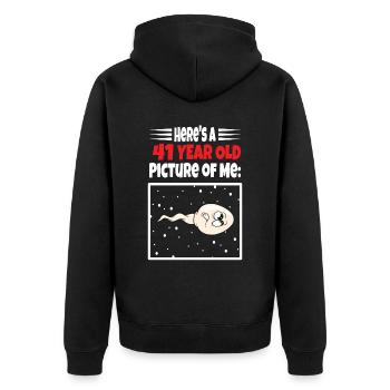 Spermie Hier Ist Ein Altes Bild Von Mir - Unisex Premium Bio Zip Hoodie - Schwarz - Hinten - Nico (187cm)