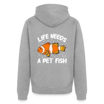 Aquaristics, Fish farming, Aquarists - Unisex Premium Organic Zip Hoodie - heather grey - Back - Nico (187cm)
