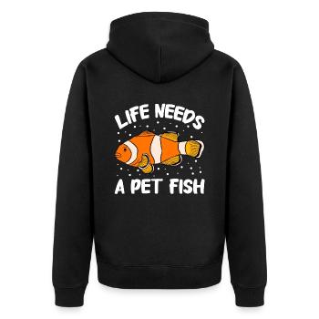 Aquaristics, Fish farming, Aquarists - Unisex Premium Organic Zip Hoodie - black - Back - Nico (187cm)