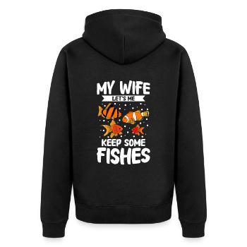 Aquaristics, Fish farming, Aquarists - Unisex Premium Organic Zip Hoodie - black - Back - Nico (187cm)