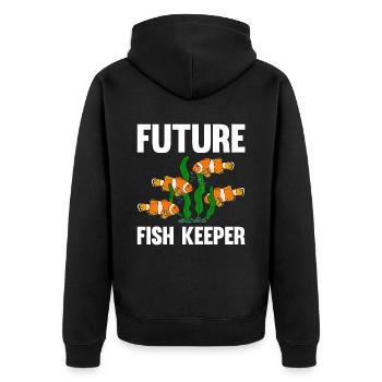 Aquaristik Fischzucht Aquarianer - Unisex Premium Bio Zip Hoodie - Schwarz - Hinten - Nico (187cm)
