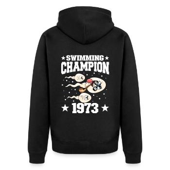1973 Anniversaire 51 ans - Veste à capuche bio Premium Unisexe - noir - Dos - Nico (187cm)