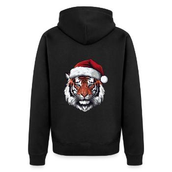 Tiger Kopf Weihnachten Xmas - Unisex Premium Bio Zip Hoodie - Schwarz - Hinten - Nico (187cm)